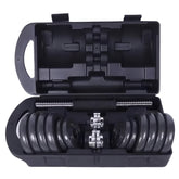 Huitich adjustable iron dumbbell set 15kg with black weight plates and storage case